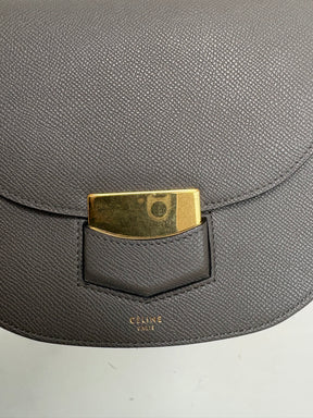 Celine Charcoal Grained Leather Mini Trotteur Bag