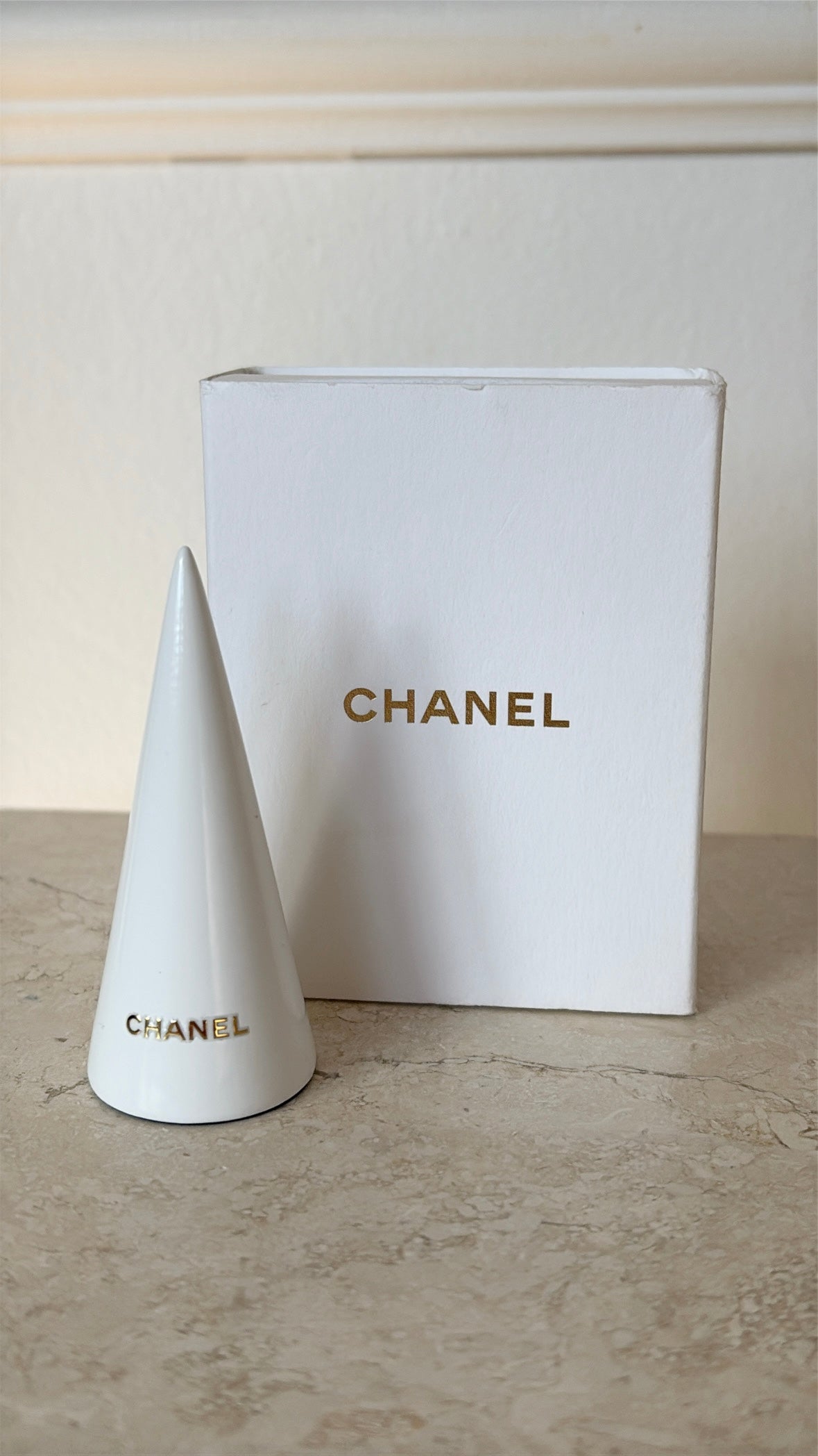 Chanel White Ceramic Ring Cone