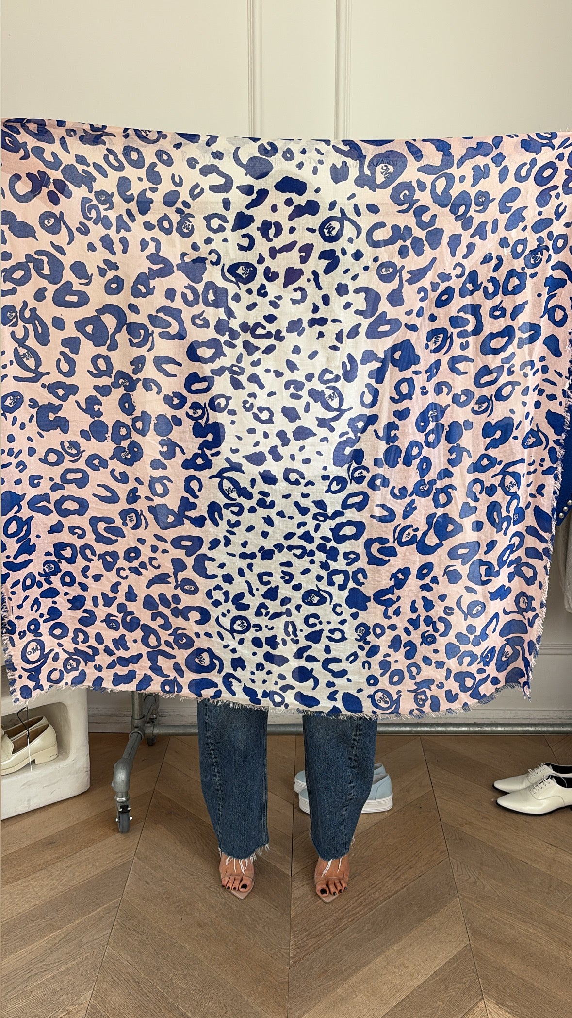 Alexander McQueen Pink and Blue Leopard Print Scarf
