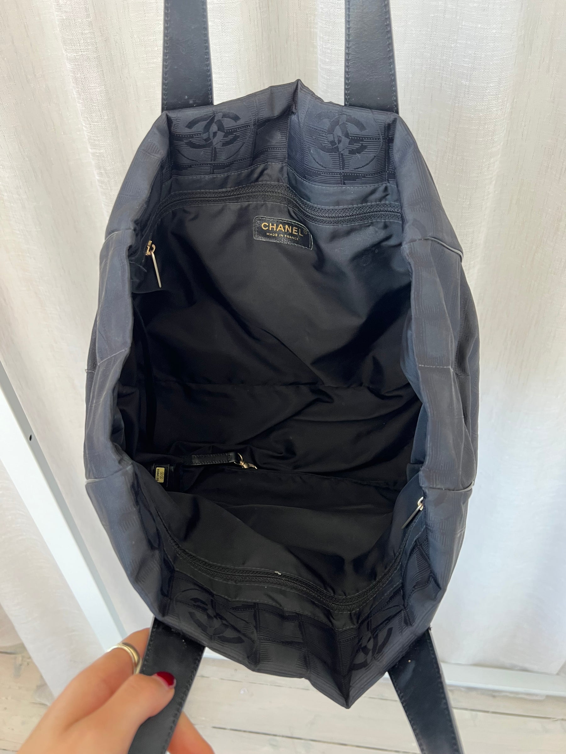 Chanel Black Nylon Logo 'Travel Line' Tote