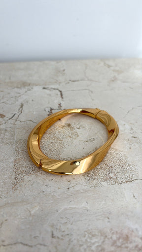 Saint Laurent Gold Tone Twist Bangle