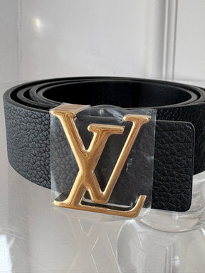 Louis Vuitton Black Empreinte Leather Logo Belt, 85