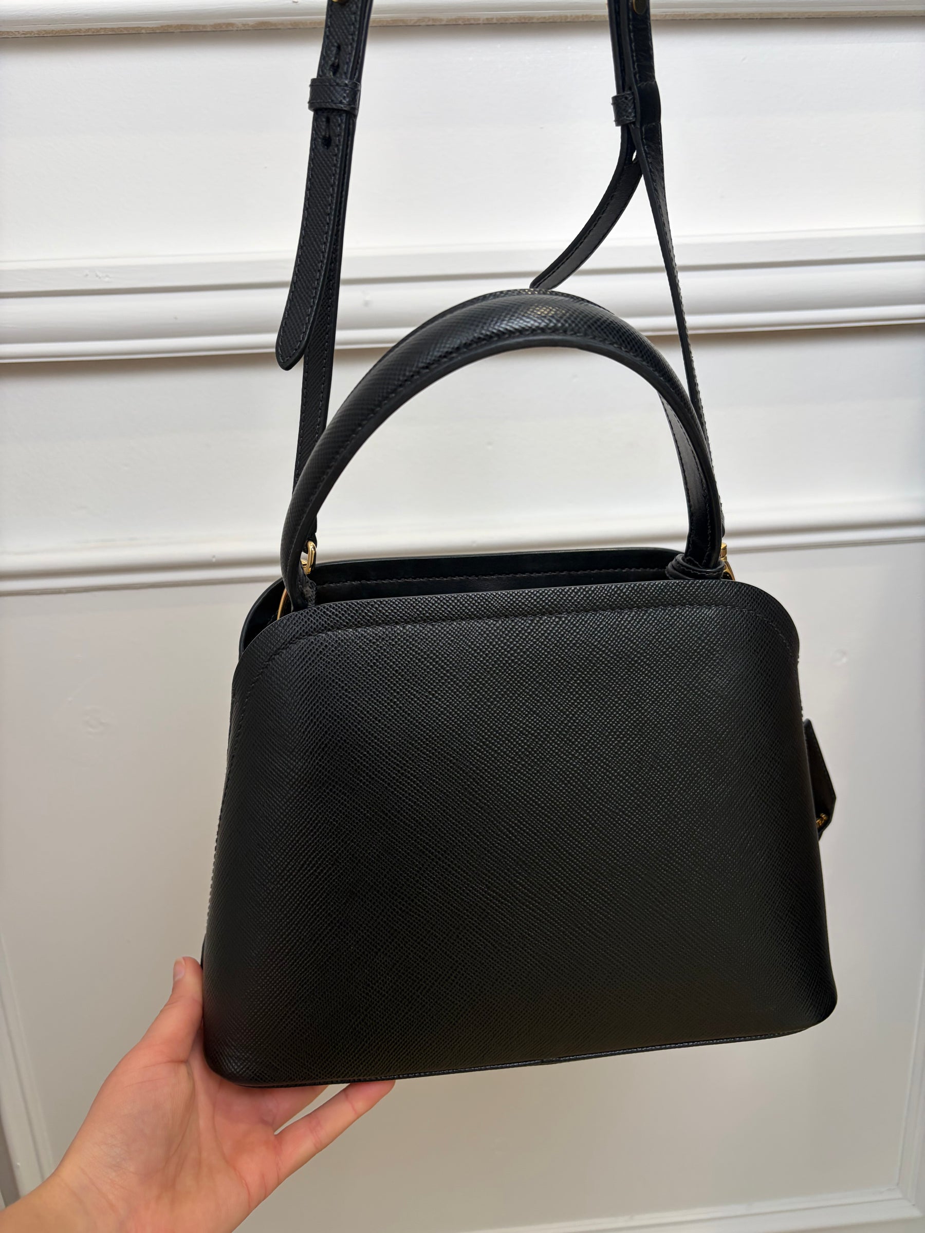 Prada Black Saffiano Leather Matinee Bag