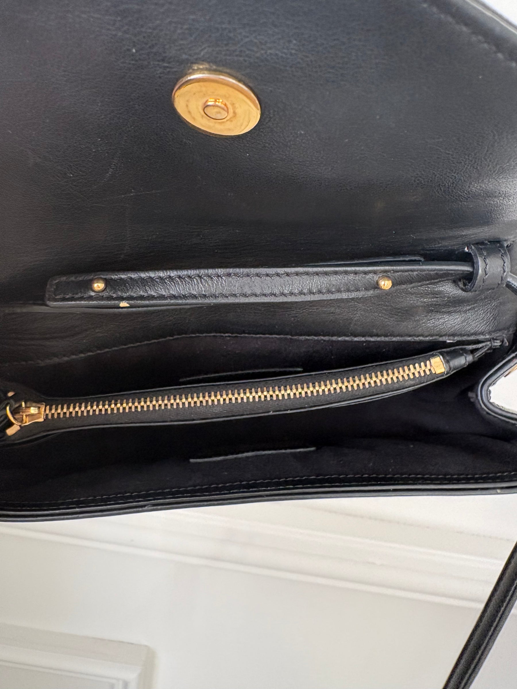 Saint Laurent Black Leather Envelope Crossbody bag
