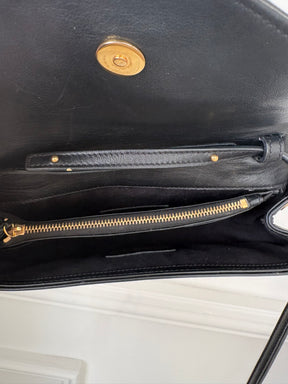 Saint Laurent Black Leather Envelope Crossbody bag