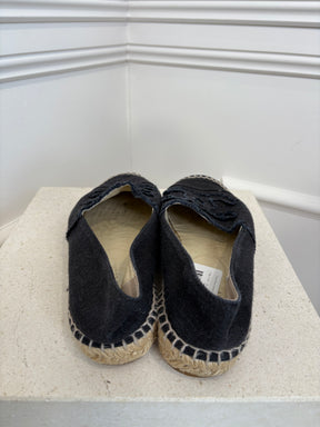 Chanel Black Canvas Logo Espadrilles, 38