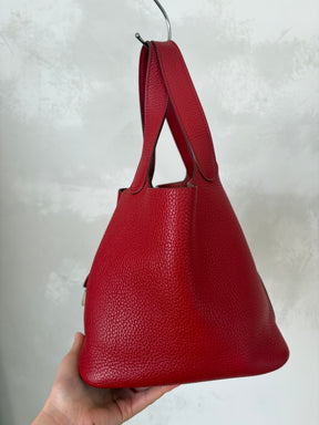 Hermès Picotin 22 Rouge Clemence Q Square
