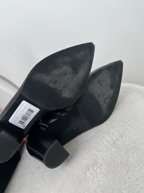 Acne Black Leather Pointed Ankle Boots, 38