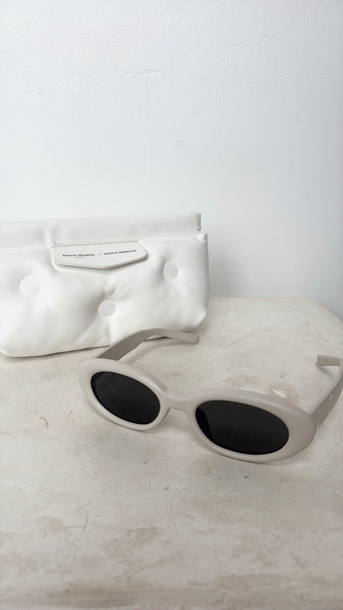 Gentle Monster x Maison Margiela Stone Leather Oval Sunglasses