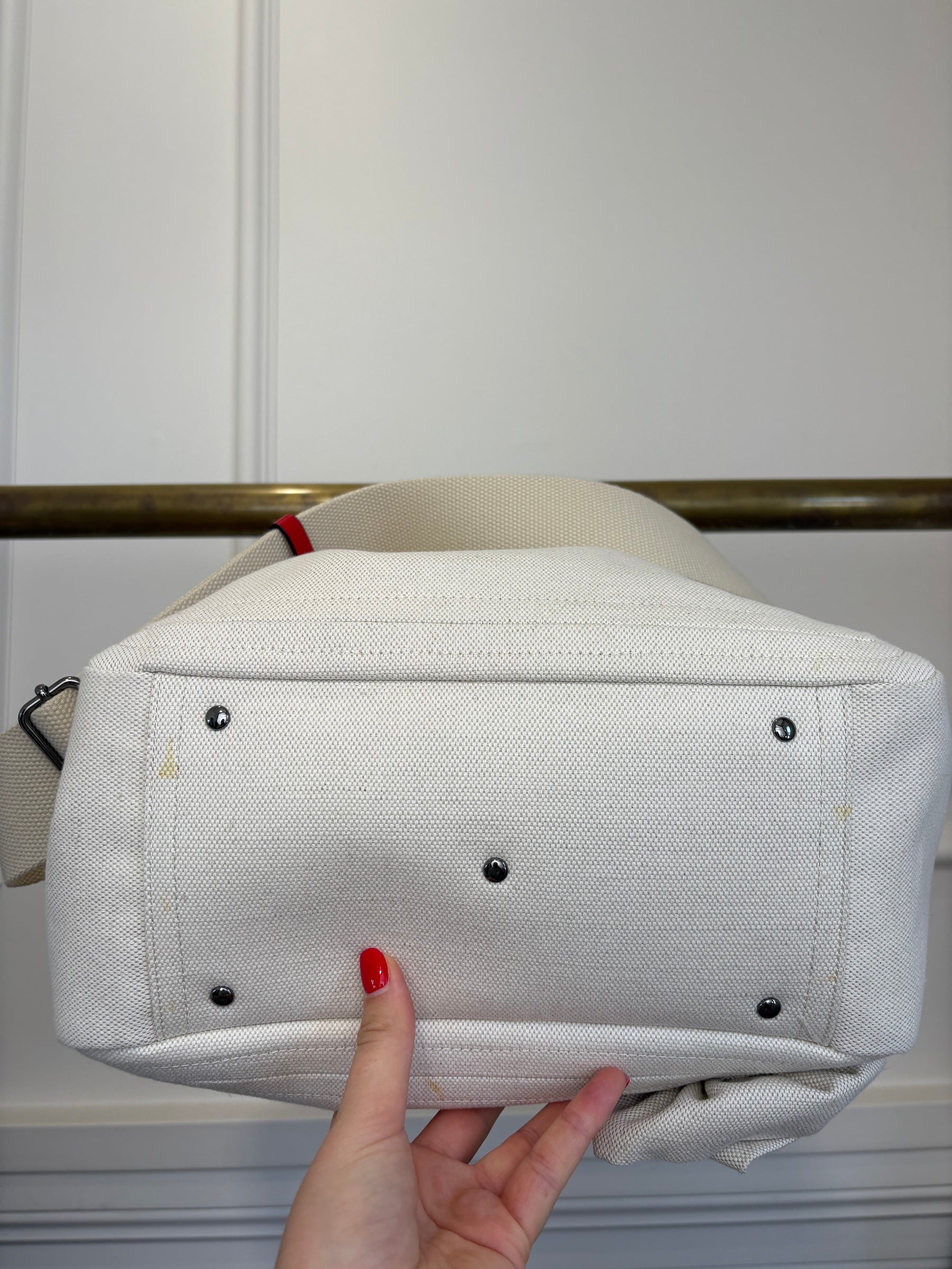 Valentino Garavani Canvas and Red Leather Rose 'Atelier' Tote, S