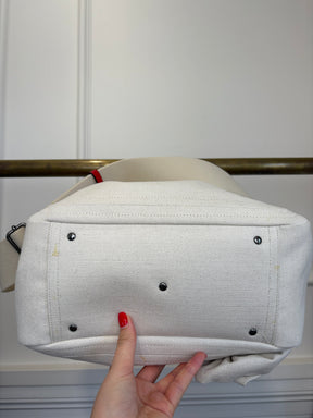 Valentino Garavani Canvas and Red Leather Rose 'Atelier' Tote, S