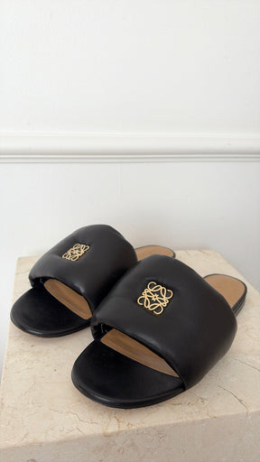 Loewe Anagram Padded Slides Black, 39