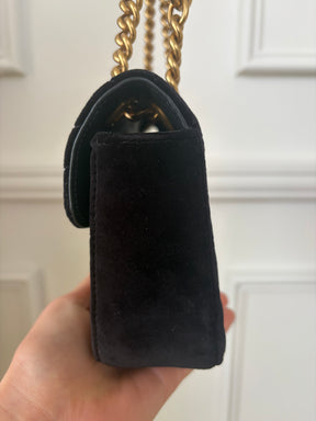 Gucci Black Velvet Marmont Crossbody Bag