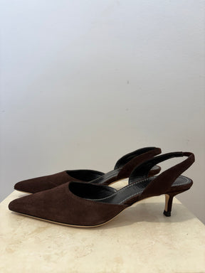 Staud Brown Suede Pointed Slingback, 37