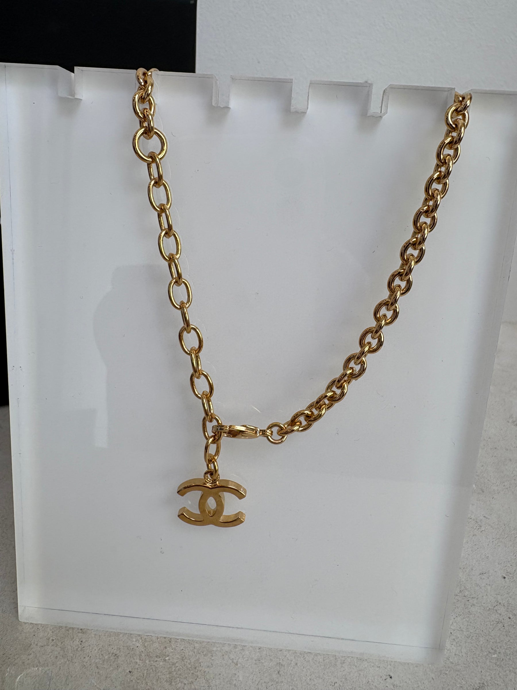 Chanel Heart Pendant With Red Stone And Gold Tone HW