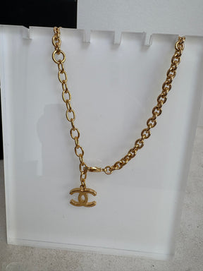 Chanel Heart Pendant With Red Stone And Gold Tone HW