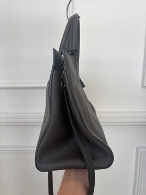 Saint Laurent Grey Leather Top Handle Tote Bag with Shoulder Strap