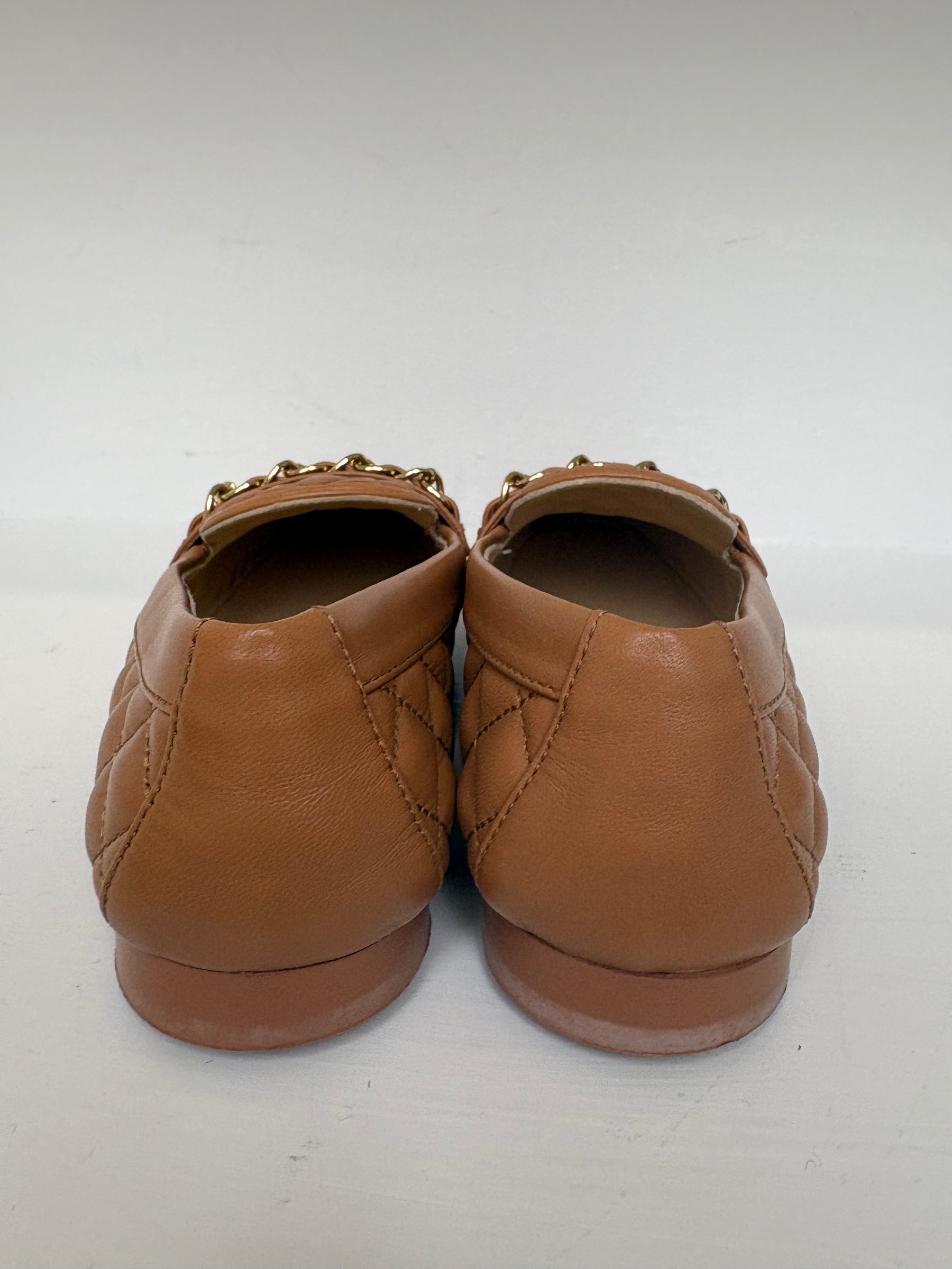 Chanel Tan Quilted Leather Loafer Flats, 36 C
