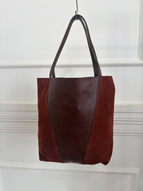 Chloé Burgundy Leather and Suede Spin Tote