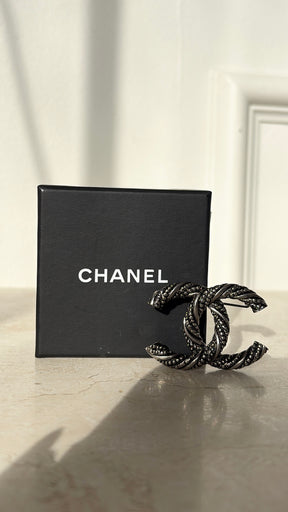 Chanel Ruthenium Twisted CC Brooch