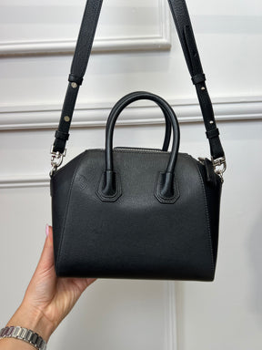 Givenchy Black Leather Mini Antigona with Faux Fur Logo Strap