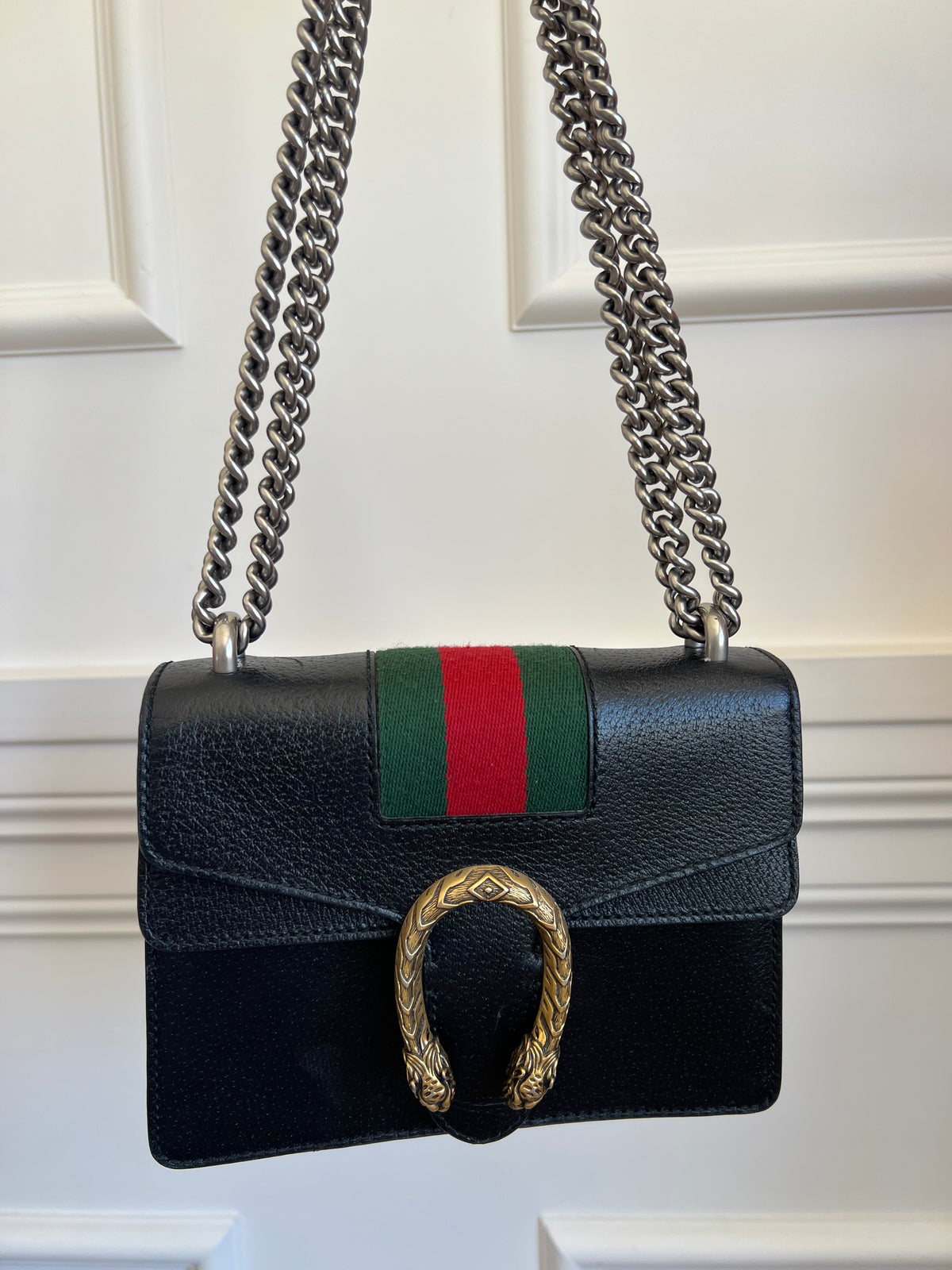 Gucci Mini Web Dionysus Shoulder Bag Black