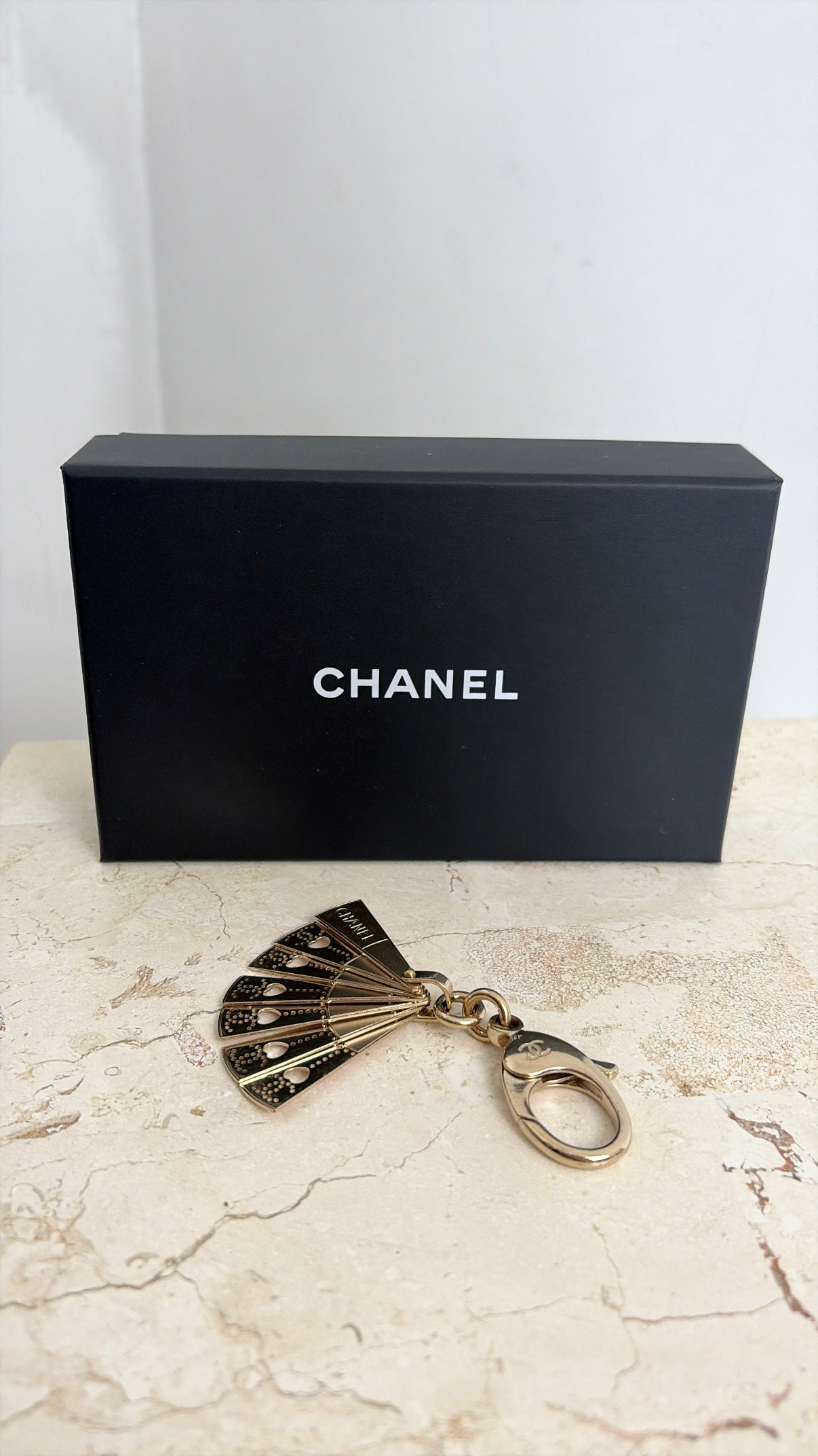 Chanel Gold Tone Fan Key Ring