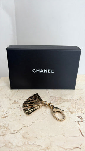 Chanel Gold Tone Fan Key Ring