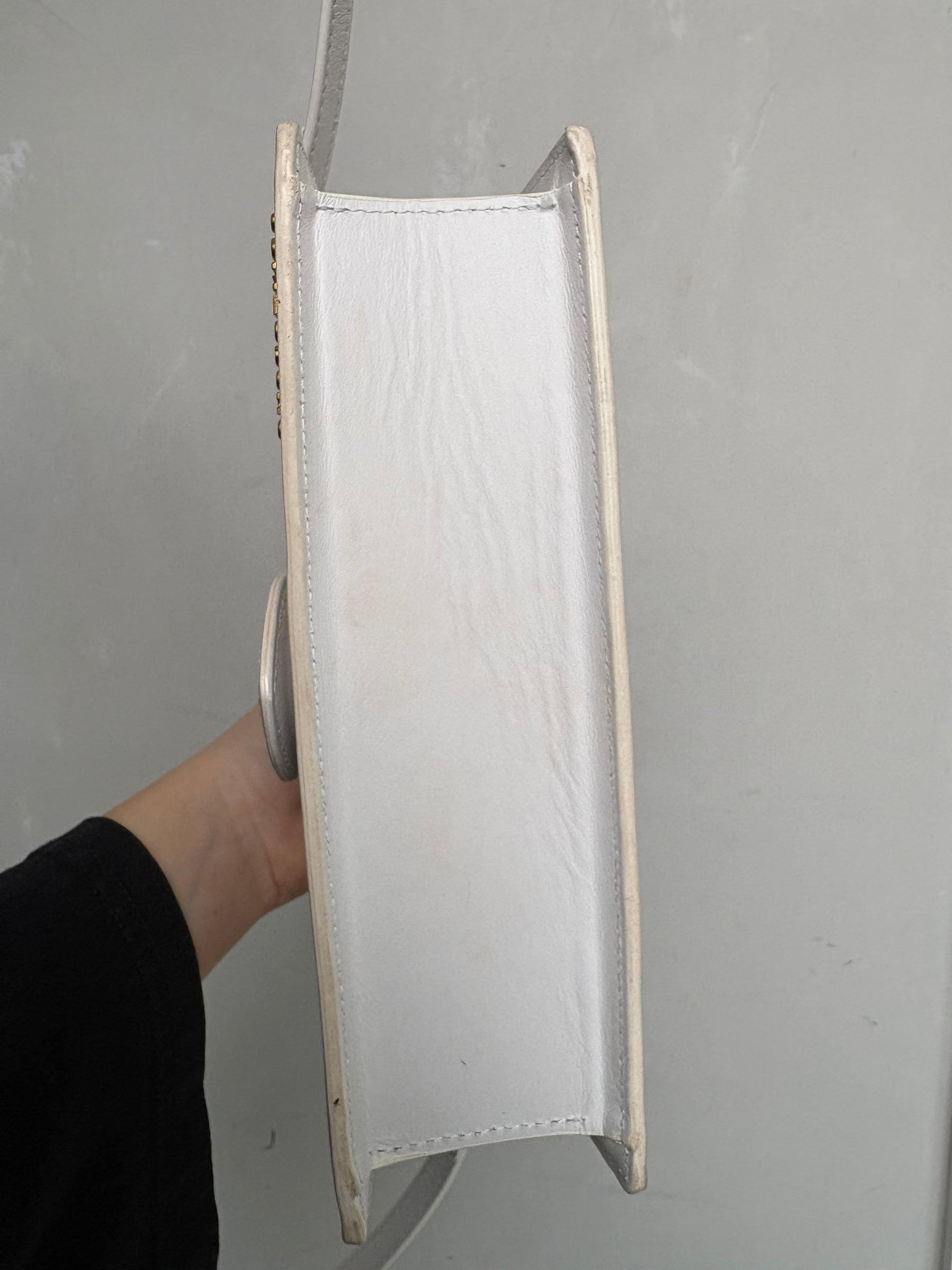 Jacquemus White Leather Bambino Top Handle Crossbody Bag