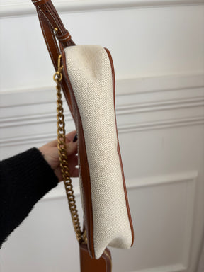 Balmain Tan Leather and Canvas Logo Crossbody bag