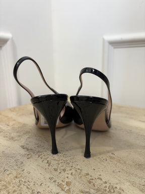 Miu Miu Black Patent Slingback Heels, 36
