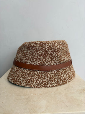 Loewe Tan and White Anagram Logo Bucket Hat, 59