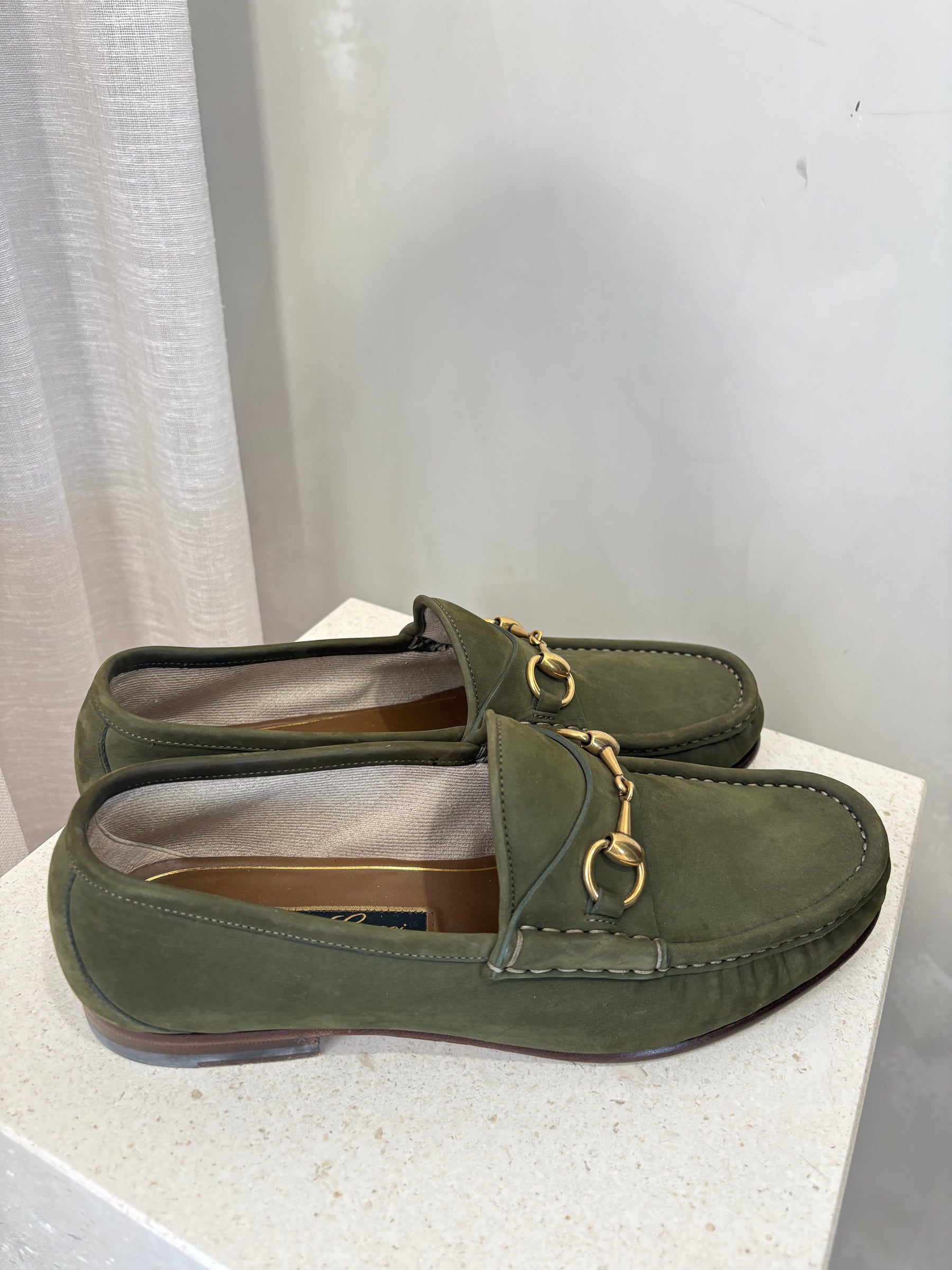 Gucci Green Suede Horsebit 1953 loafer, 41