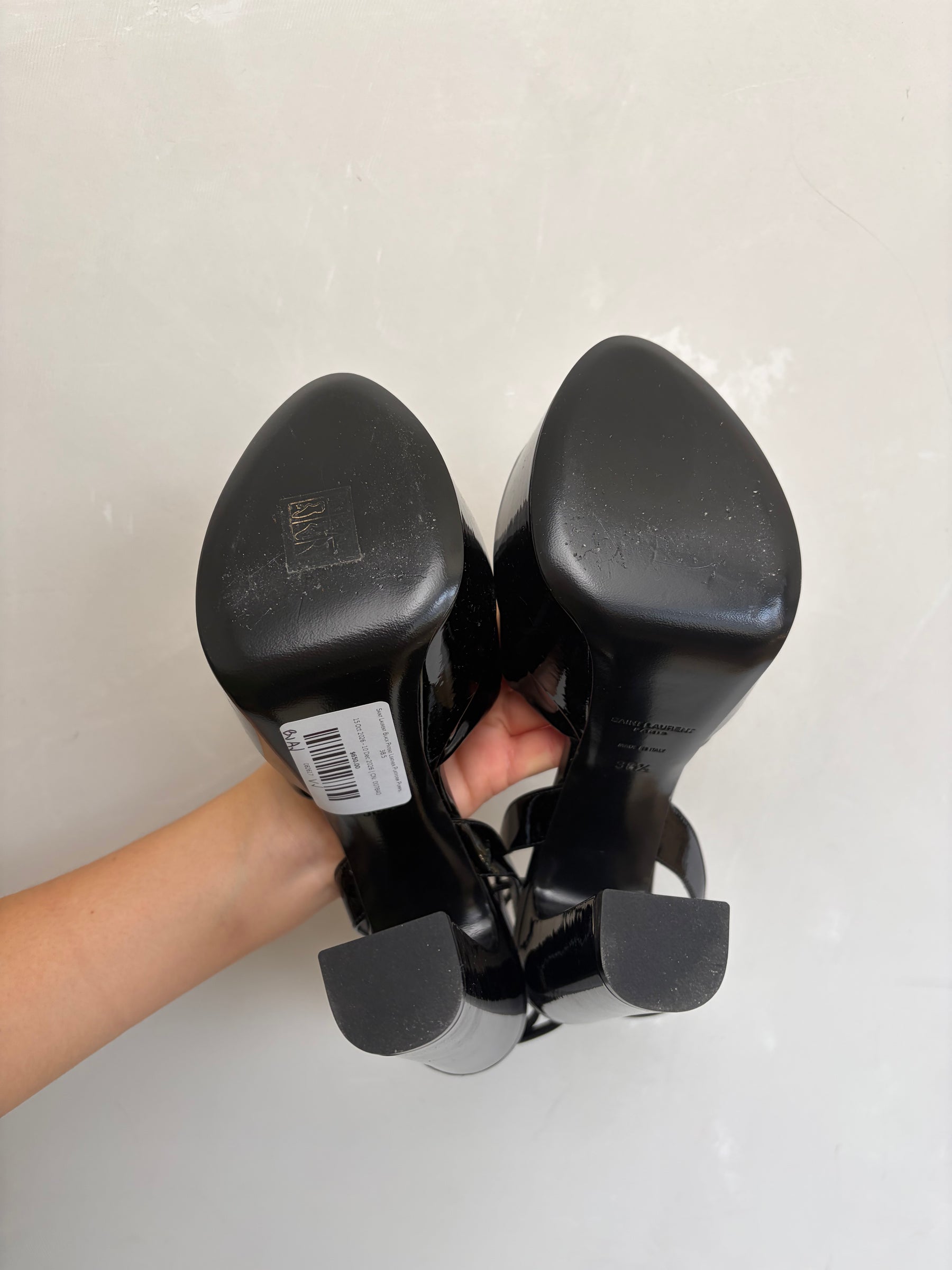 Saint Laurent Black Patent Leather Platform Pumps, 38.5