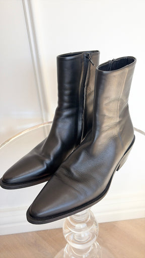 A.EMERY Black Leather Pointed Boots, 39