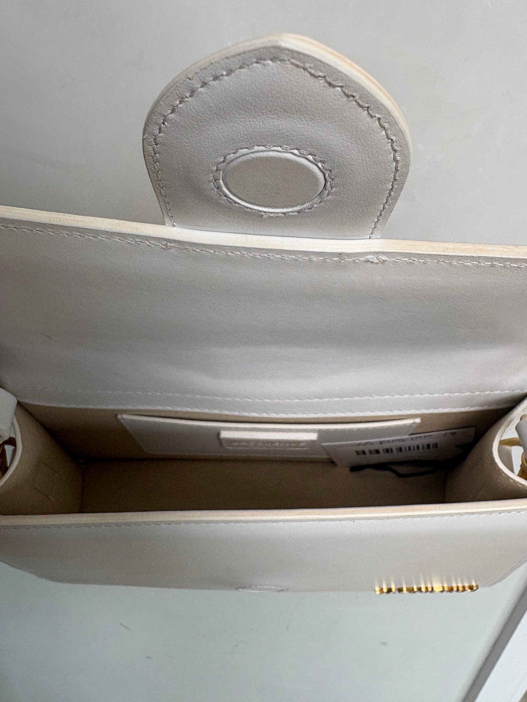 Jacquemus White Leather Bambino Top Handle Crossbody Bag