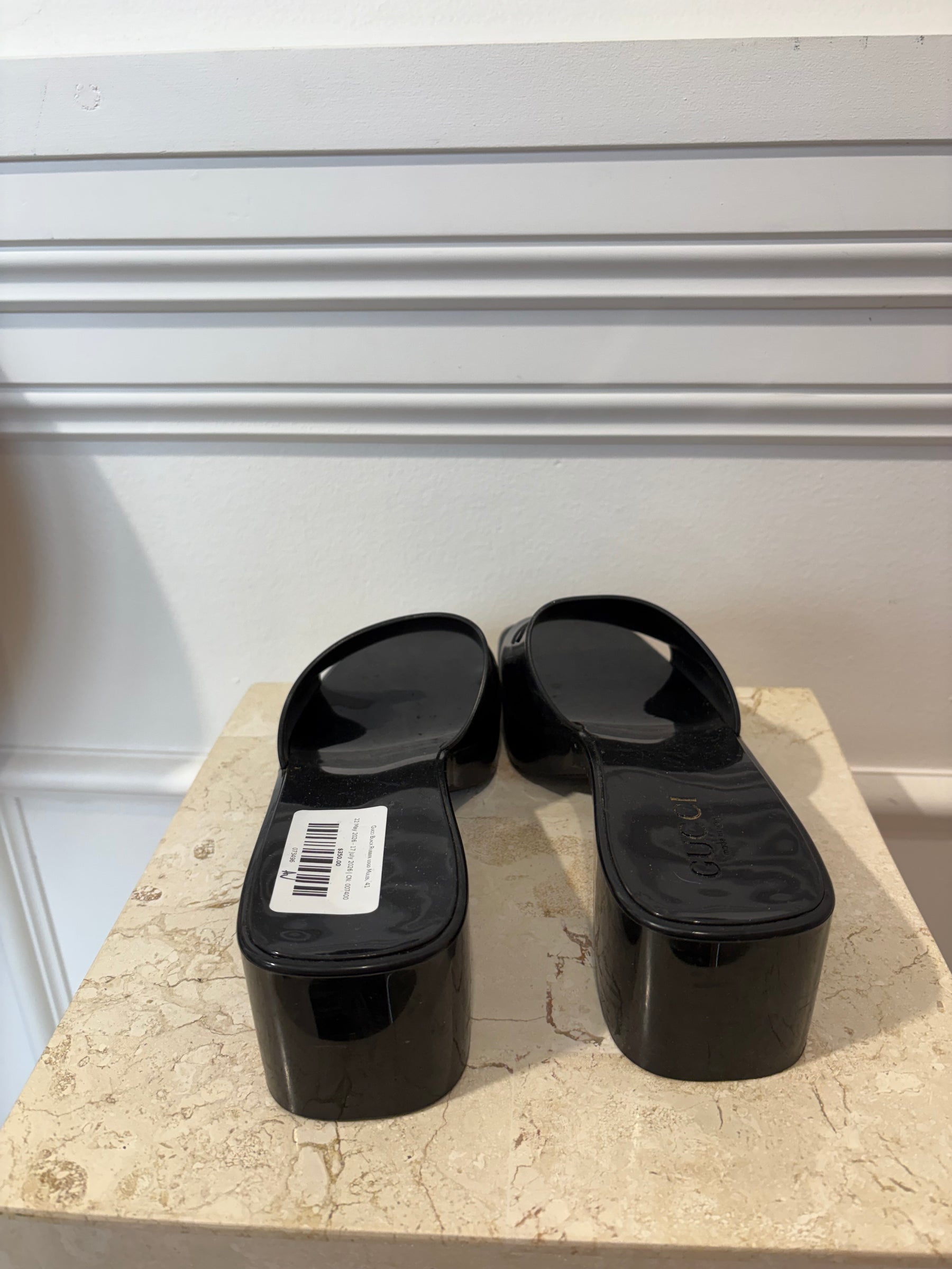 Gucci Black Rubber logo Mules, 41