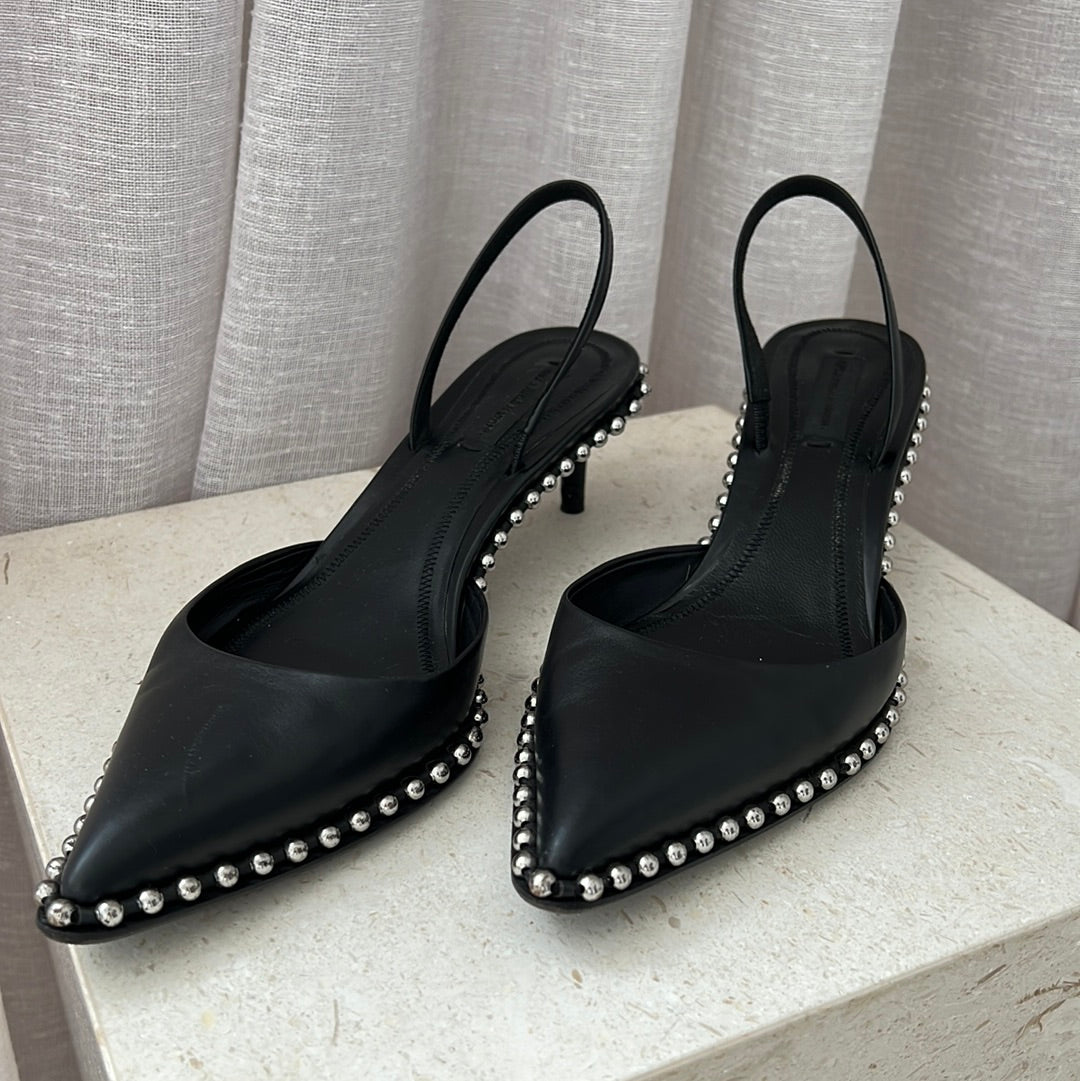 Alexander Wang Black Rina Low Sling Back Heels, 37.5
