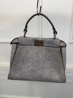 Fendi Blue Denim Effect Leather Mini Peekaboo