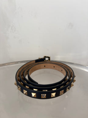 Valentino Rockstud Thin Navy Belt, 95/38