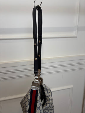Gucci GG Supreme Canvas Attache Bag Beige / Blue Medium