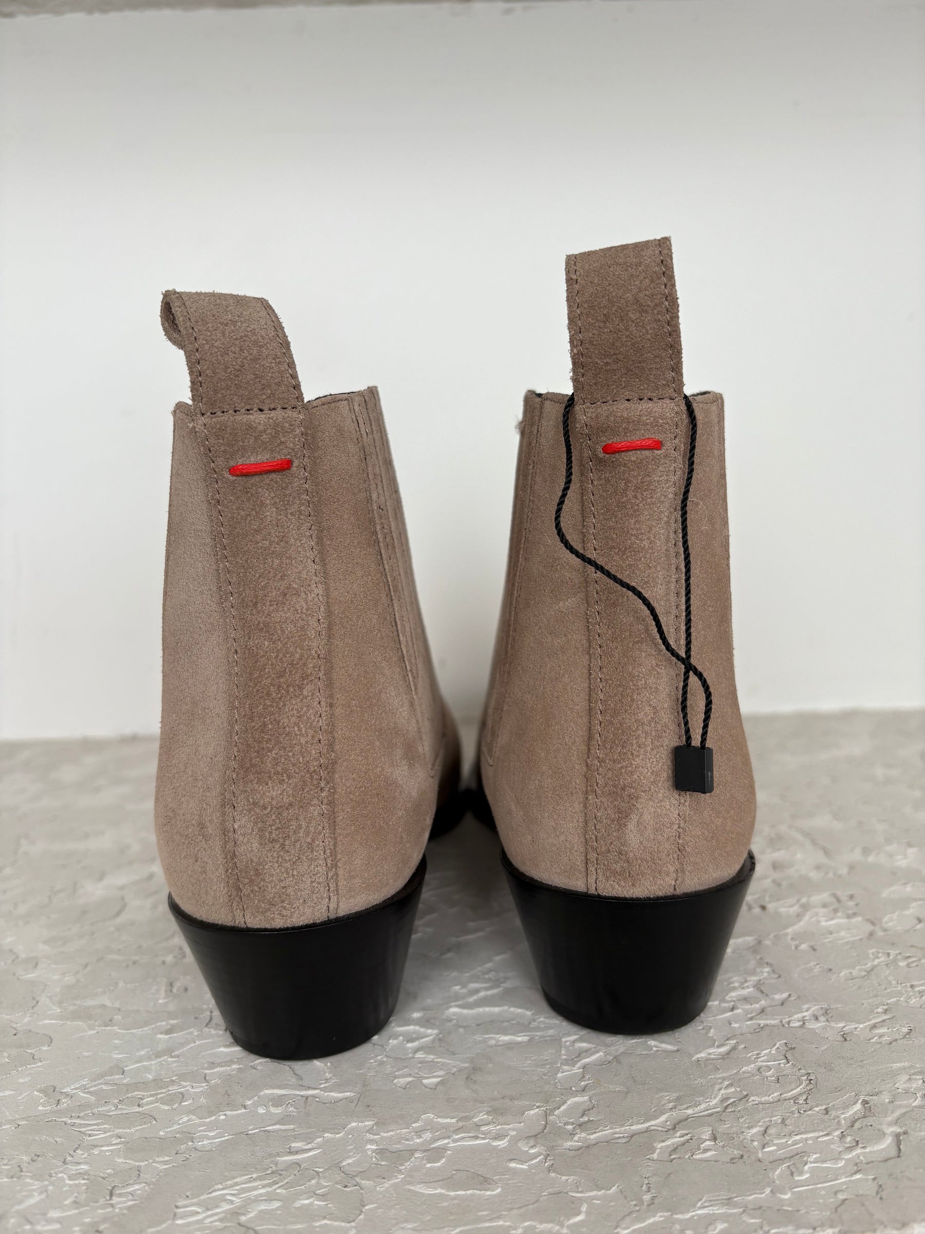 Aeyde Taupe Suede Pointed Ankle Boots, 37