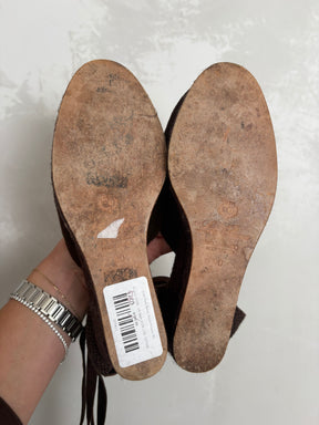 Loro Piana Brown Suede Wedges, 40