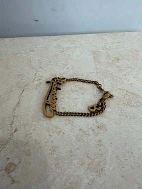 Balenciaga Gold Tone Logo Chain Bracelet