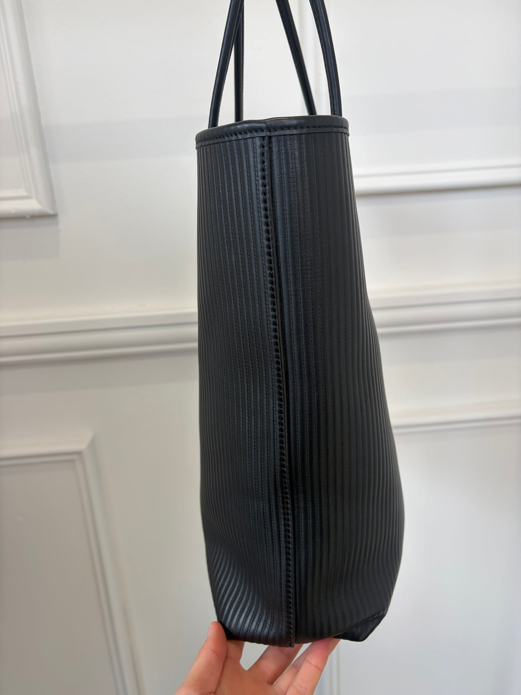 Alexander Wang Black Corrigated Leather Tote