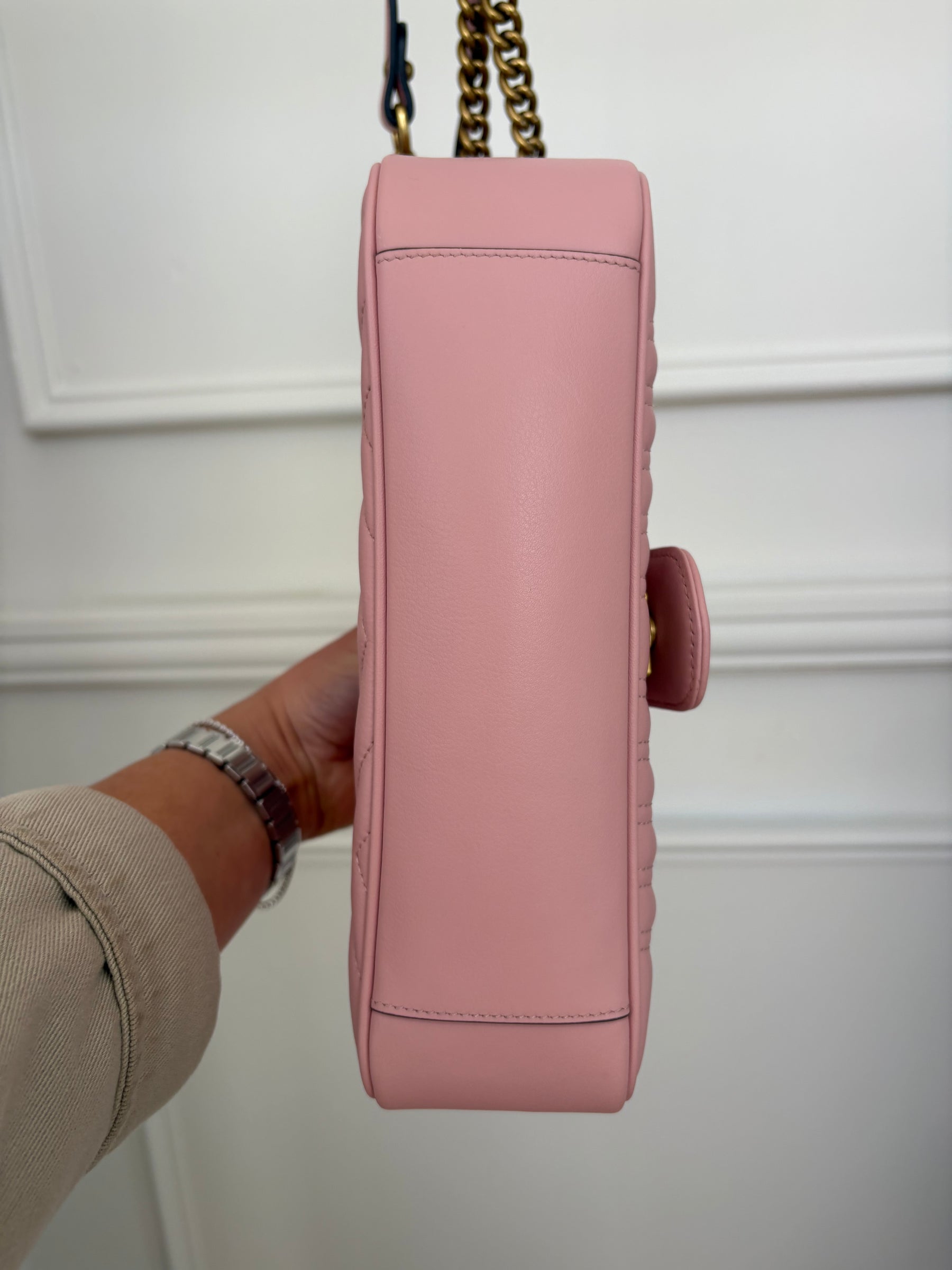 Gucci Pink Quilted Leather Marmont Shoulder Bag