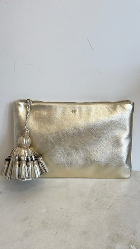 Anya Hindmarch Gold Padded Tassel Clutch