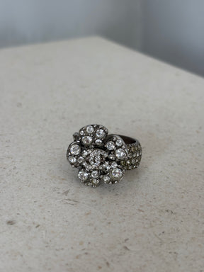 Chanel Camelia Crystal Cocktail Ring, 6 US