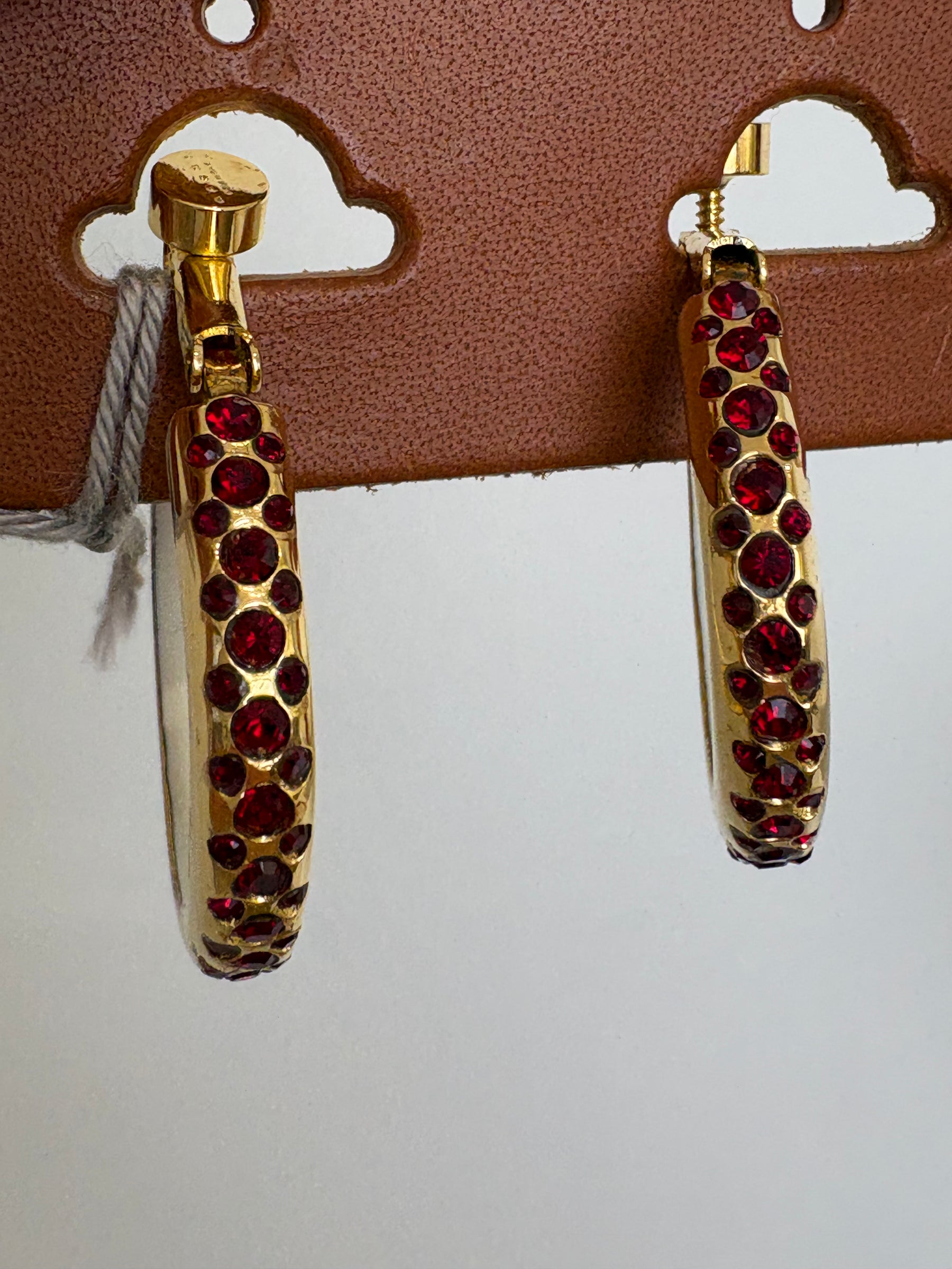 MARNI Metal And Red Crystal Clip On Earrings