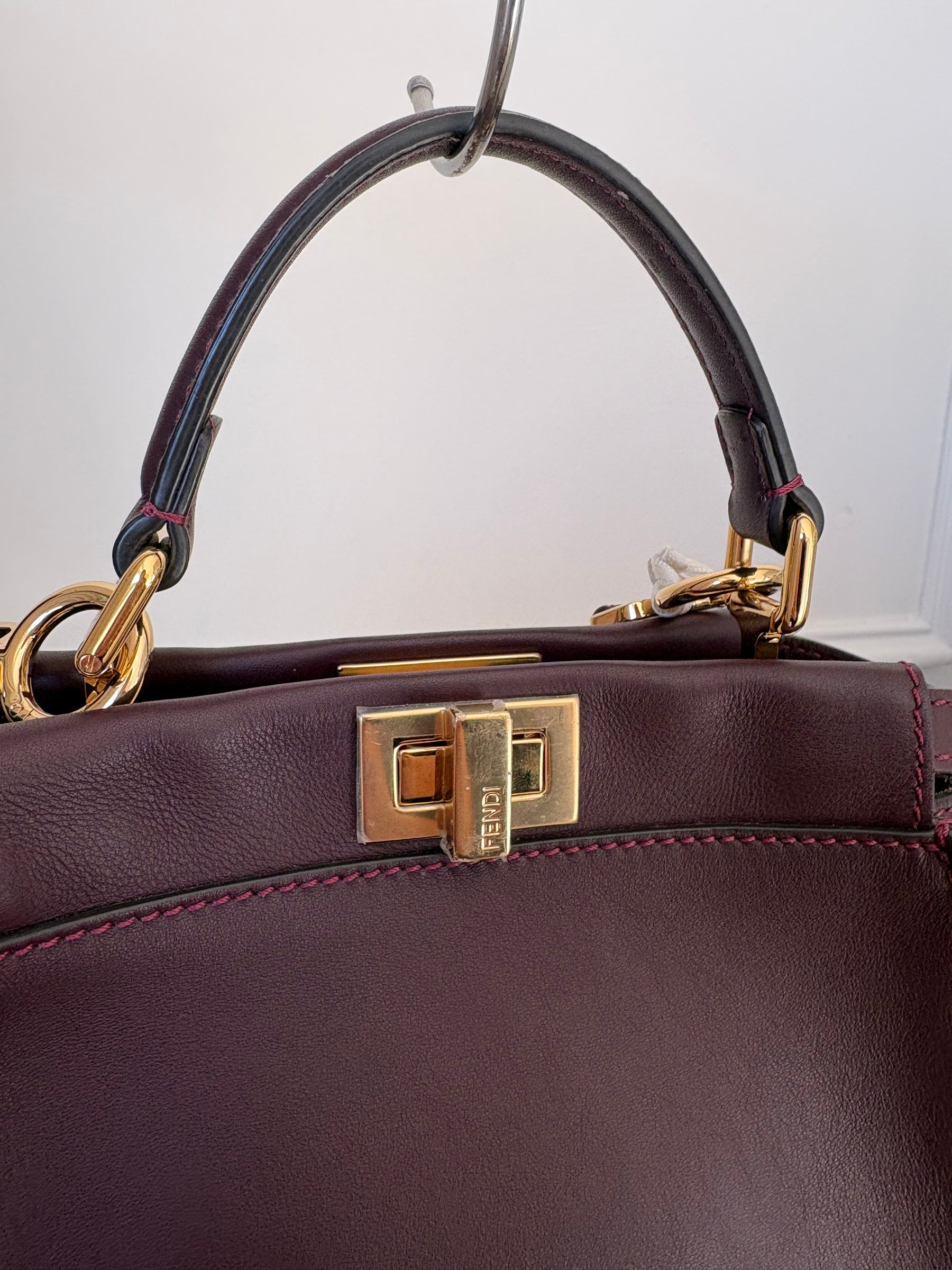 Fendi Peekaboo Mini Bag In Burgundy